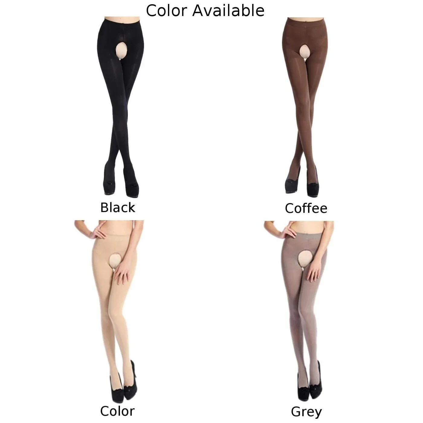Sumodx Women Sexy Velvet Crotchless Tights Open Crotch Oil Shiny Pantyhose Stockings 120D Elastic Slim Skinny