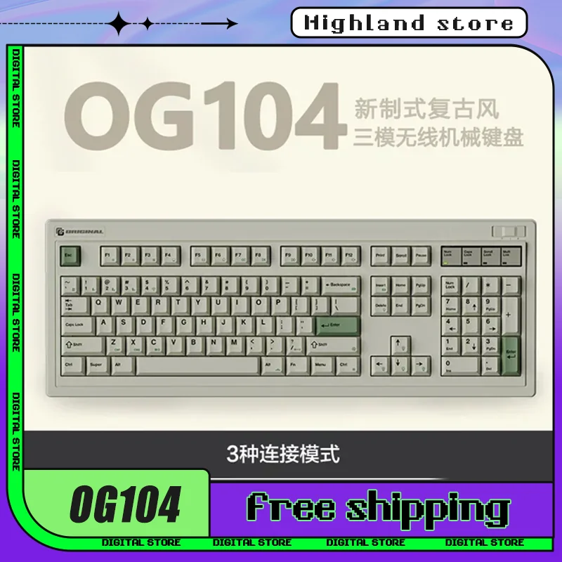 Fl Esports OG104 OG87 기계식 키보드, 3 가지 모드, USB, 2.4G, 블루투스 무선 키보드, PBT 게이밍 키보드, 사용자 정의 핫스왑 키캡