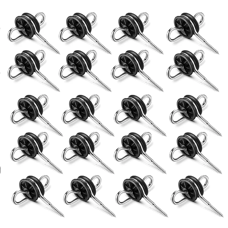 Hot Electric Fence Door Handle Anchor, Double Ring Farm Fence Wood Post Anchor, Electric Fence Wire Insulator 20 Pieces