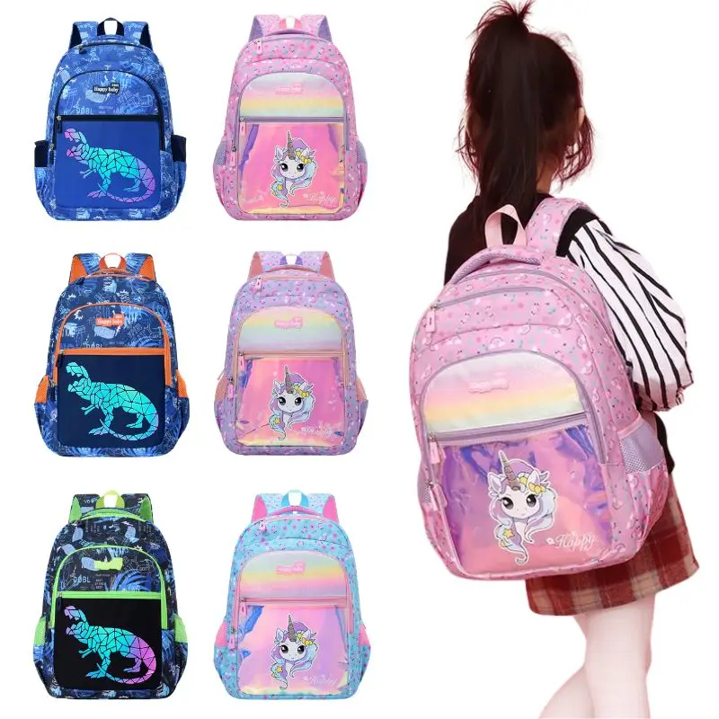 

New Unicorn Dinosaur Backpack For Teen Boys and Girls Luminous School Bags Kids Satchels School Youth Bookbag Mochila Escolar