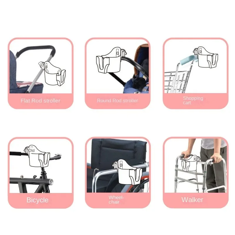 휴대 전화 컵 홀더, 유모차 컵 홀더, 유모차 컵 홀더, 원형 및 평면 막대, 범용 클립