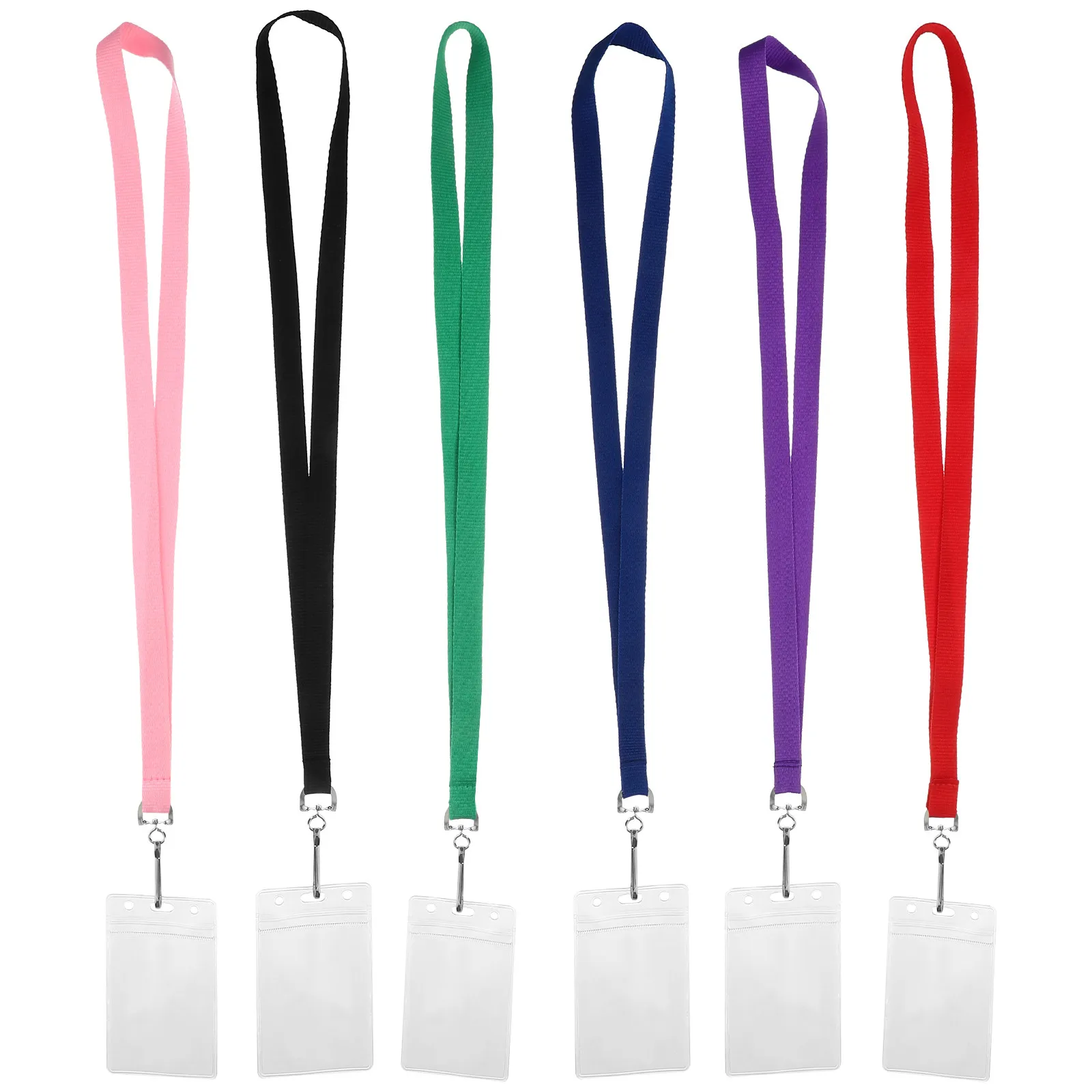 6pcs 방수 ID 카드 홀더 카드용 투명 배지 슬리브 끈 범용 보호 커버 직원 학생