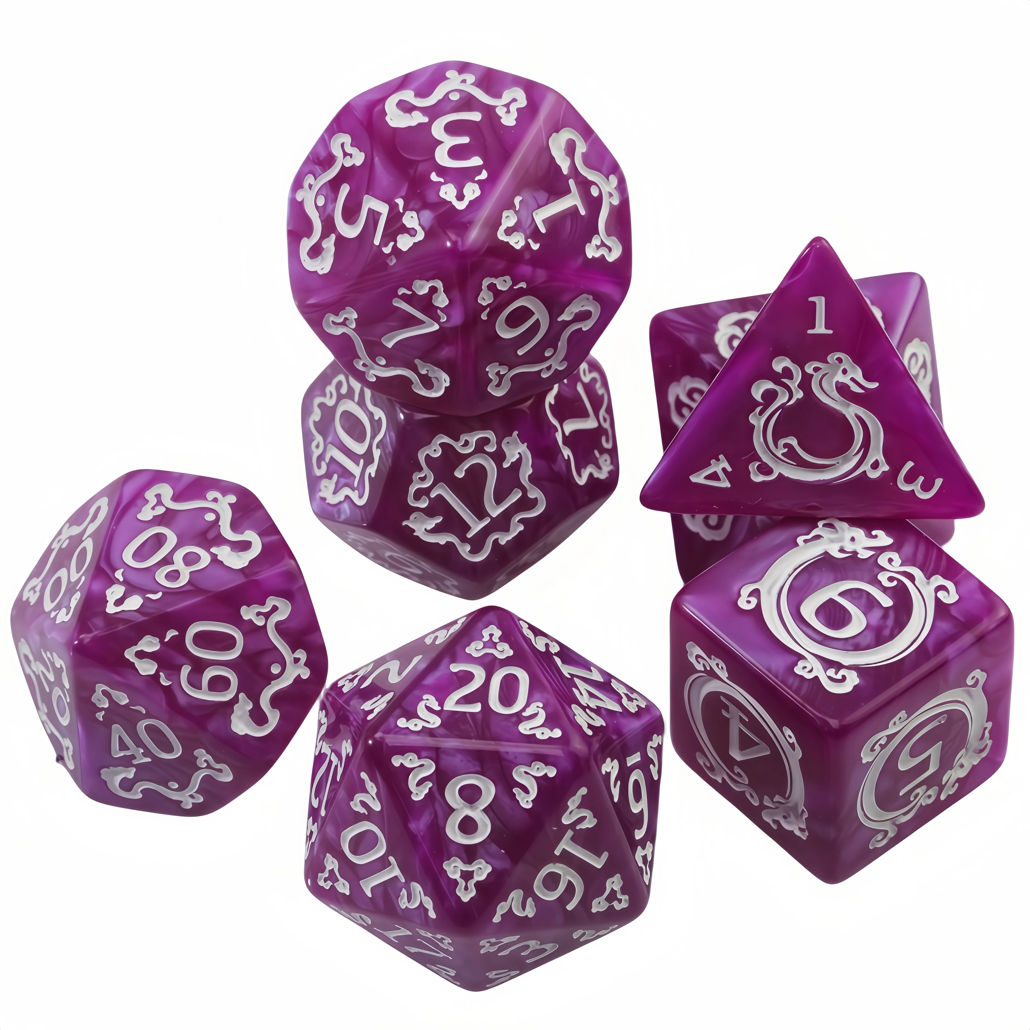 DND Dice Set 7pcs Polyhedral Dice Marble Effect for D&D Role Playing Game Club Party DND RPG Board Game Accessories