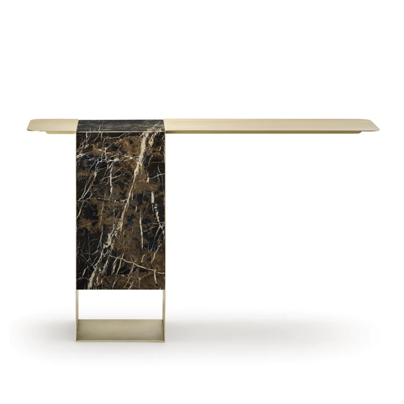

Italian light luxury porch table stainless steel marble wall porch table modern simple household porch cabinet