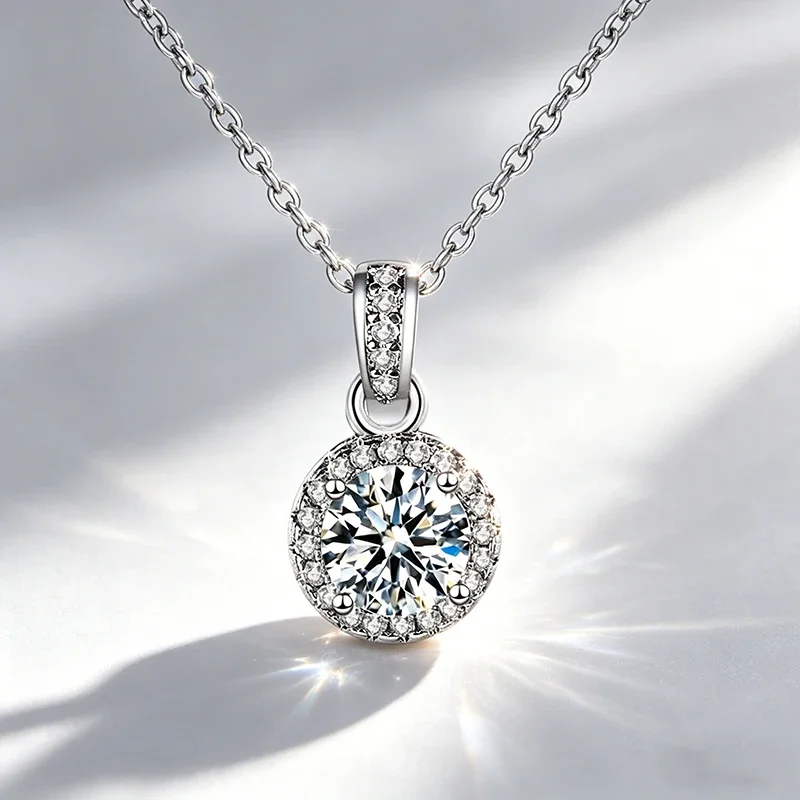 Luxuy D VVS Moissanite GRA 인증서가 있는 목걸이 스파클링 다이아몬드 순수한 돌 여성용 선물 여자친구 파티 기념일