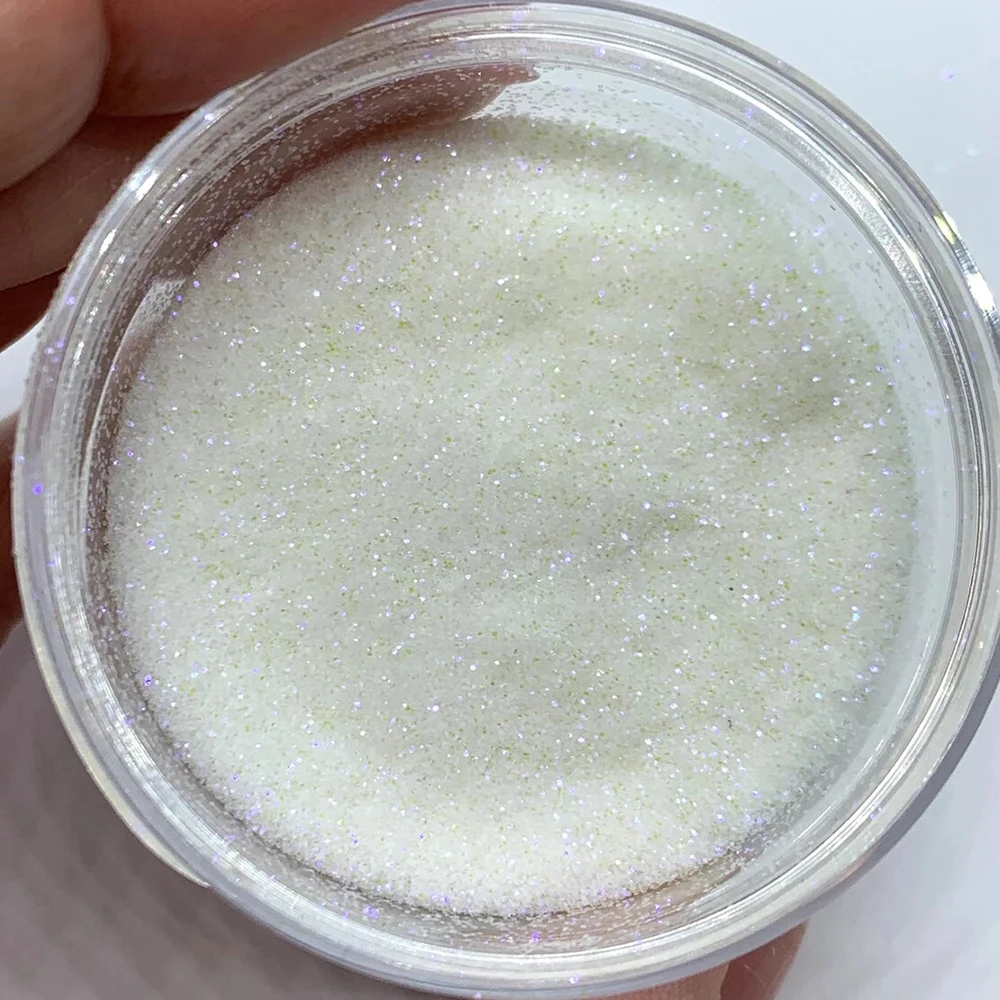 White Iridescent Ultra Fine Nail Art Glitter Dust Holographic Shining Sugar Powder UV Gel Polish Chrome Pigments 10g/Pack