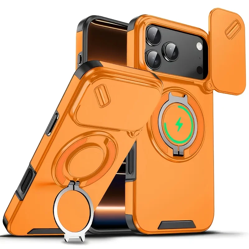 Premium Heavy Duty Magnetic Armor Case with Slide Camera Protection