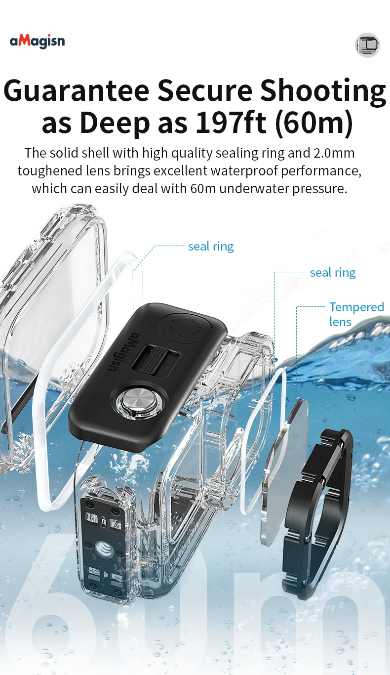 60 m wasserdichtes Gehäuse für Insta 360 Ace Pro 2/Ace Pro/Ace Anti-Scratch Diving Cover Sportkamera-Zubehör – Detail 5