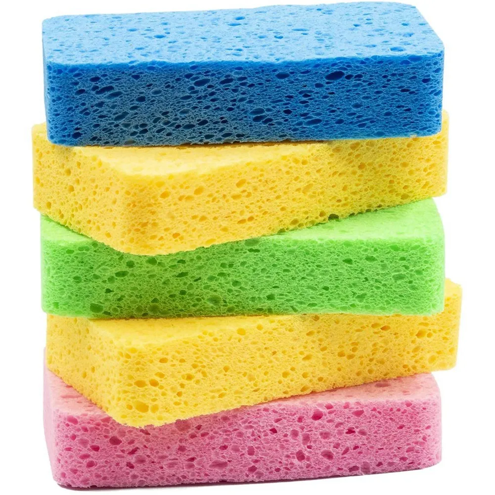 

Cellulose Sponges,Kitchen Sponges for Dish, Duty Scrub Sponges,Non-Scratch Dish Scrubber Sponge for Cookware 5 Pcs