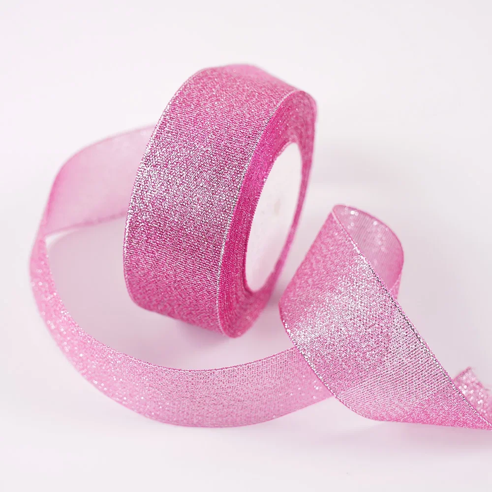 Glitter Organza Ribbon Bow for Decorations and Gift Wrapping, 40mm x 22m