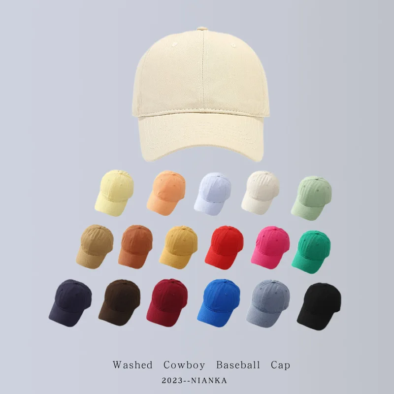 Kids version simple solid color soft top duckbill cap for boys and girls trendy water wash pure cotton children's baseball cap kids hat korean version cowboy hats for boys girls solid color flat top basin cap street fashion toddler baby beach bucket caps