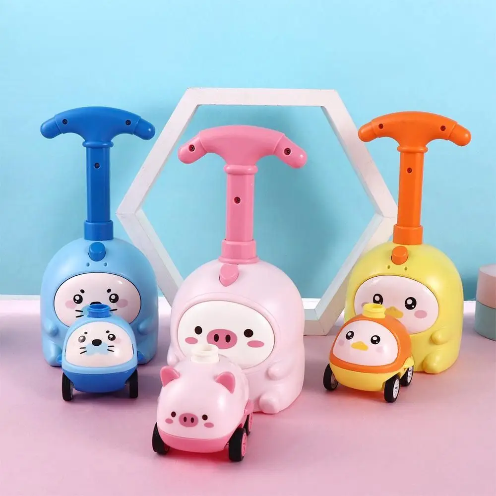 Car Tower Design Balloon Launcher Toy Air Propulsion System Balloon Launch Playset Science Toys Piggy Duck