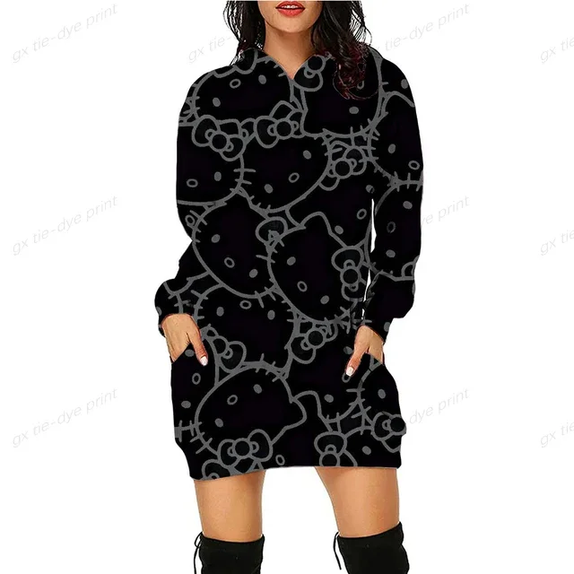 thumbnail image 1 of Sudadera con capucha con estampado de HELLO KITTY para mujer, primavera y otoño, sudadera Y2K, informal, cuello redondo, manga larga, sudaderas largas e informales, 1 of 5