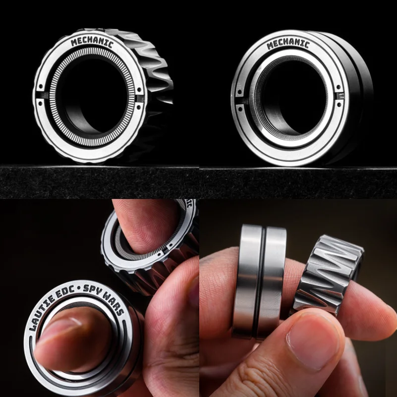 

LAUTIE Mechanic Ring Paragraph Fidget Spinner Fingertip Gyro Ratchet Magnetic Metal Adult Anti Stress Toy Office Desk EDC