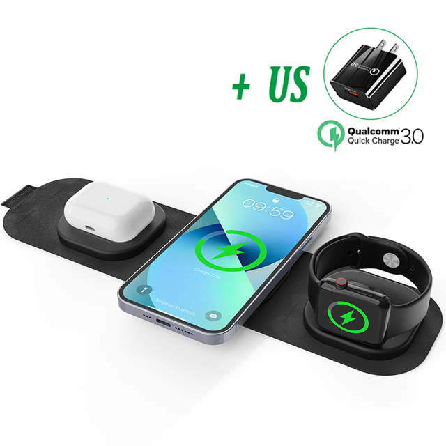 Magnetic Wireless Charger Pad For IPhone 13 12 11 XR Apple Watch 3 In 1 Foldable Qi Fast Charging for Airpods Pro IWatch 7 6