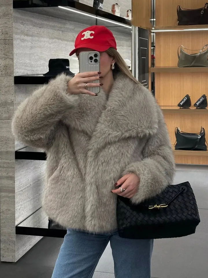 FM2018XSL Manteau Femme Fausse Fourrure Tendance - Veste Courte Chaude Poils Longs Pour Automne Hiver - Multicolore