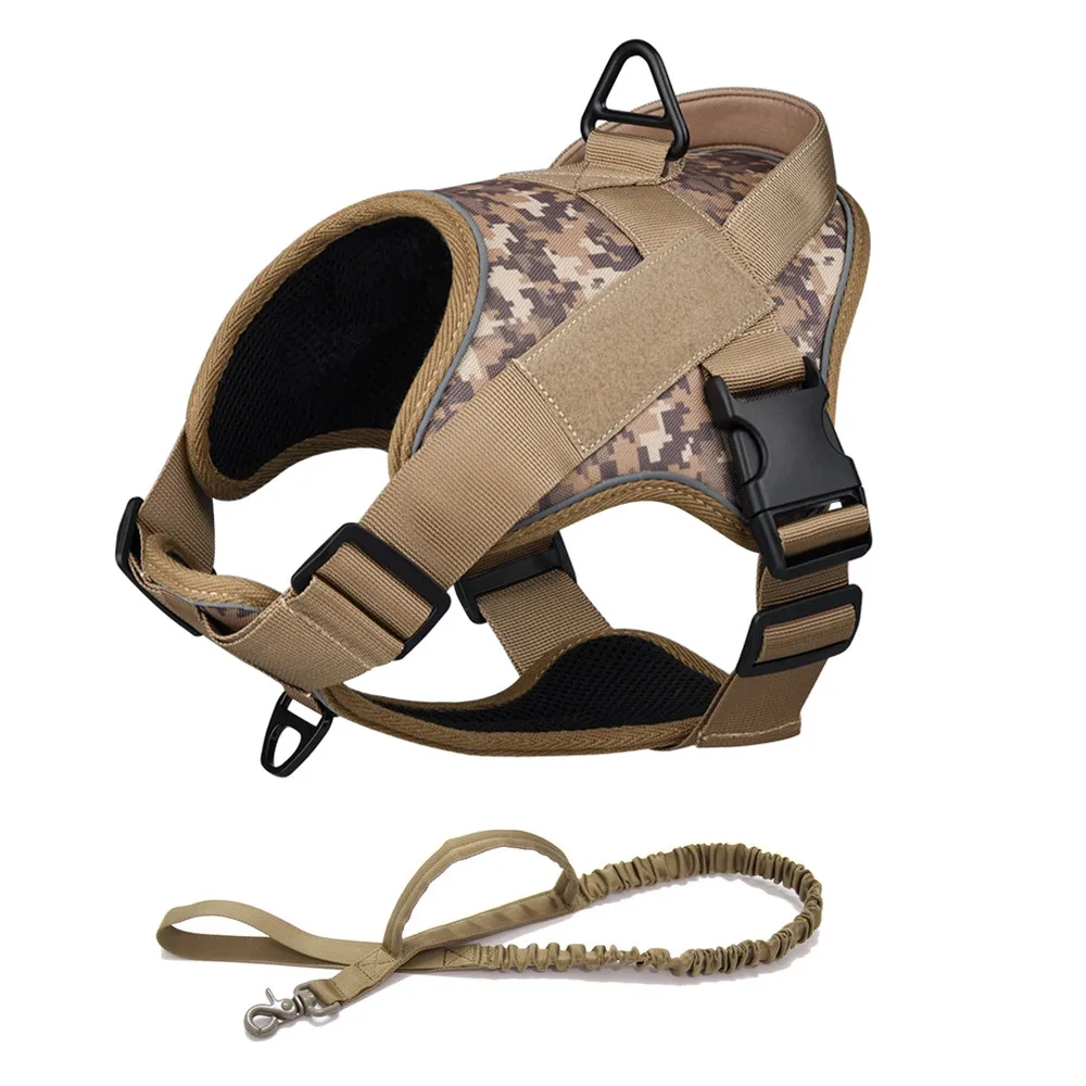 Tactical Dog Harness Reflective Military Adjustable Pet Vest with Handle Service Dog Harnesses for K9 Working Training 