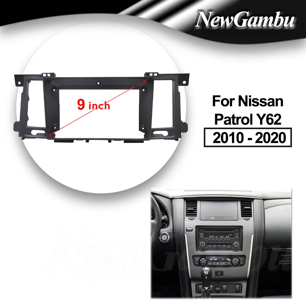 

9 inch Car Fascia Frame For Nissan Patrol Y62 2010 2011- 2020 ABS radio panel DVD dash trim installation bezel Android 2din