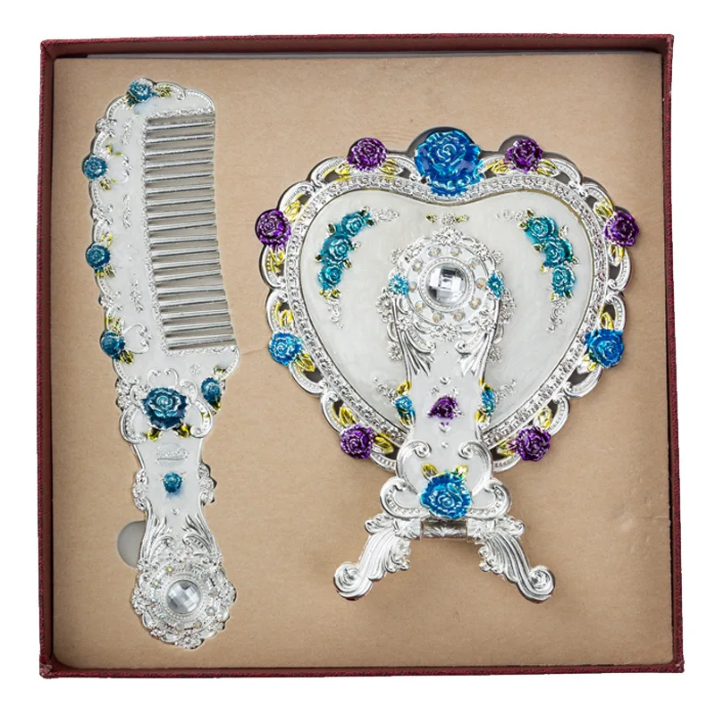 الأوروبي خمر شكل قلب مرآة اليد مرآة لوضع مساحيق ال...