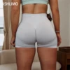 ASHLIMO Women Impact Shorts 4.5 Gym Fitness Sports Low Ribbed Band Workout Scrunch Butt Yoga Booty Running Short Pants