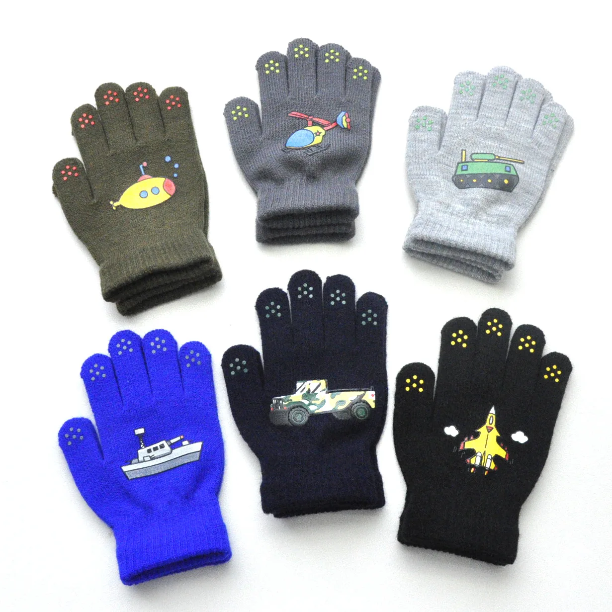 Cool Cars Children Knitted Warm Gloves For 5-12Y Baby Students Winter New Full Finger Mittens Outdoor Cycling Skiing Gloves