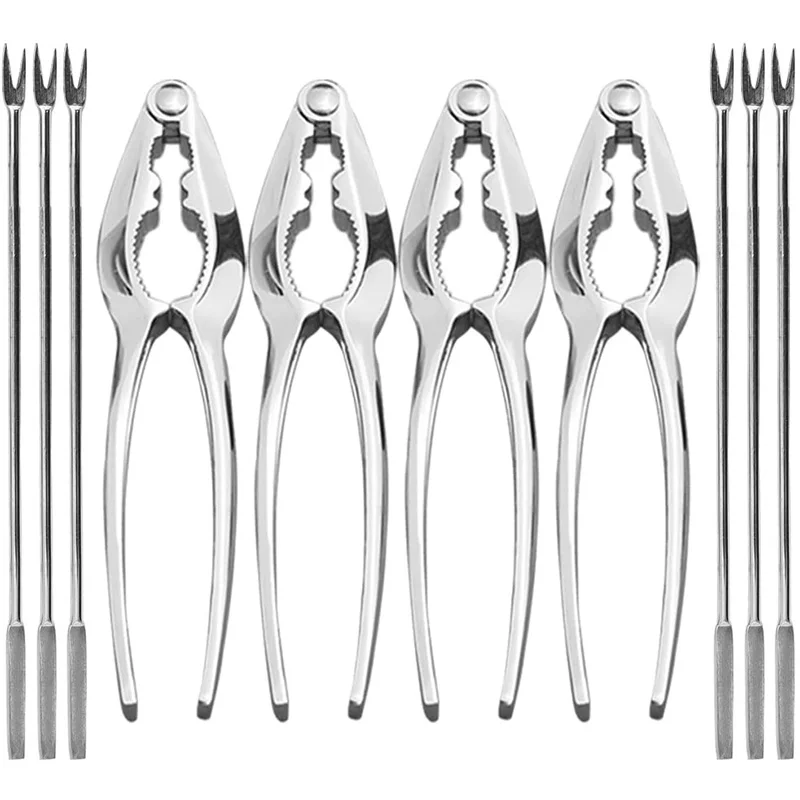 

Seafood Tools Set Nut Crackers of 10 Pcs Seafood Opener Tool Set 4 Pcs Crab Crackers and 6 Pcs Seafood Forks
