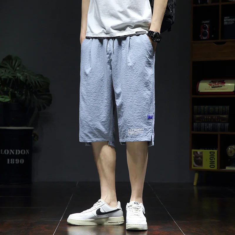 Sports Stylish Printed Casual Shorts Summer Korean Loose Straight Men's Clothing All-match Youthful Vitality Elastic Knee Pants