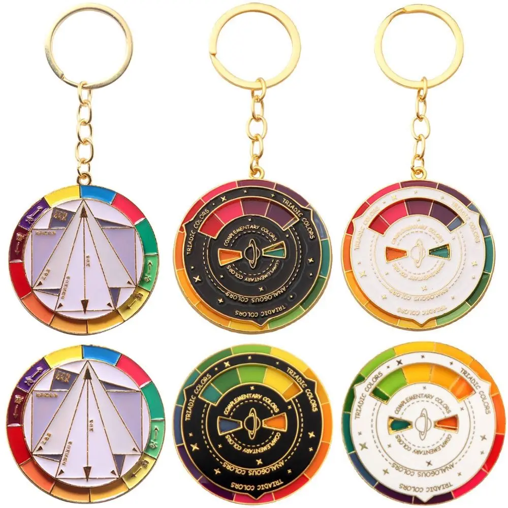 Rotatable Color Wheel Keyring Turntable Color Wheel Rotable Color Palette Keychain Palette Metal Spinning Color Compass Keychain