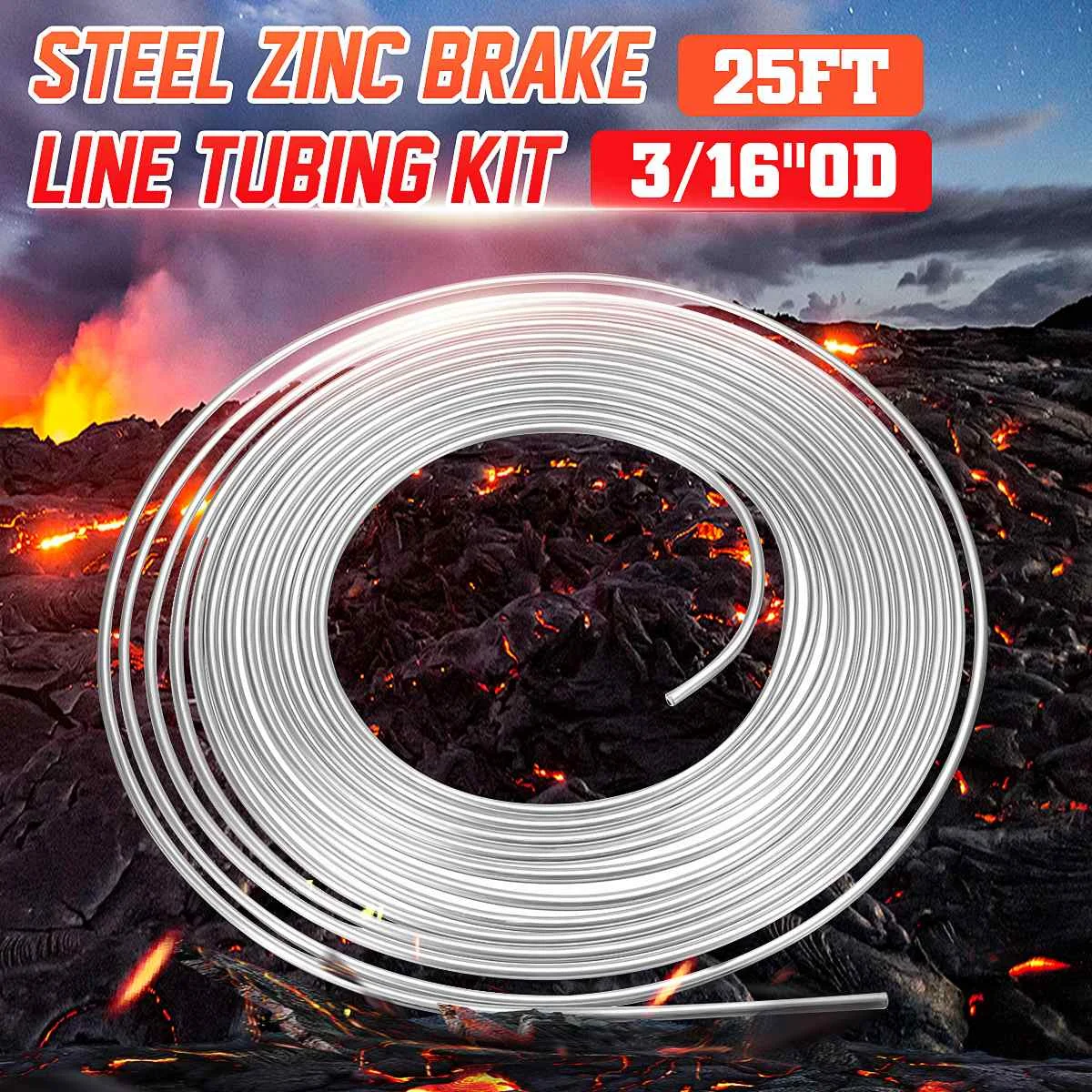 Universal 25ft 7.62m Roll Tube Coil of 3/16" OD Copper Nickel Brake Pipe Hose Line Piping Tube Tubing Silver Zinc brake pipe hose