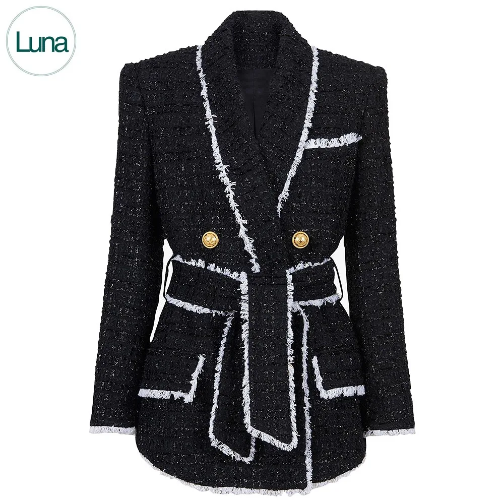 

Spot 2023 New high-end women's tweed with waistband and slimming appearance Foreign trade source Women's suit shorts set