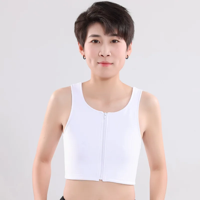 Front Zipper Breast Binder Transmen Lesbian Elastic Breathable Bustier Shirt Summer Comfort Women Les Shapewear Corset Top