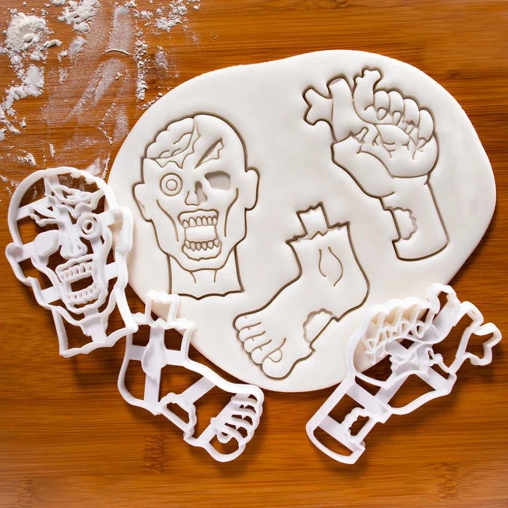 Halloween Cookie Cutters Baking Molds Pumpkin Skull Hand Ghost Biscuit Cutting Tools for Diy Happy Halloween Party Decor