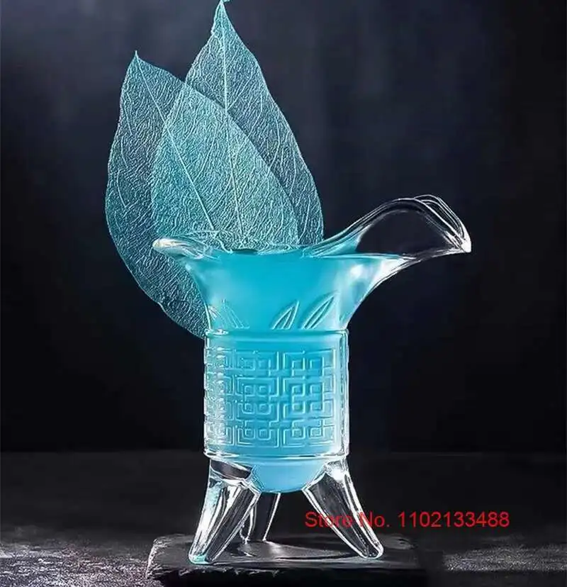 Description Picture 6 of item120ml Transparent Tripod Cup Vintage Chinese Style Wineglass Antique Cocktail Glass Emperor Brandy Snifter Retro Shot Glasses