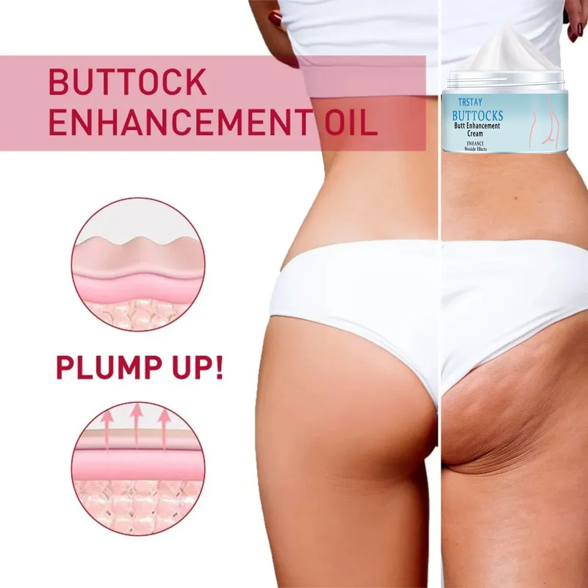 TRSTAY Hip Lift Massage Cream, Allowing Skin Regeneration And Full Elasticity, Plump Buttocks 2