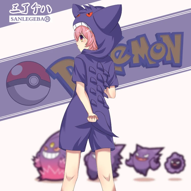 Pokemon Gengar Pijama de uma peça Roxo Roupas Animação dos desenhos  animados Men's Women's Two-Dimensional