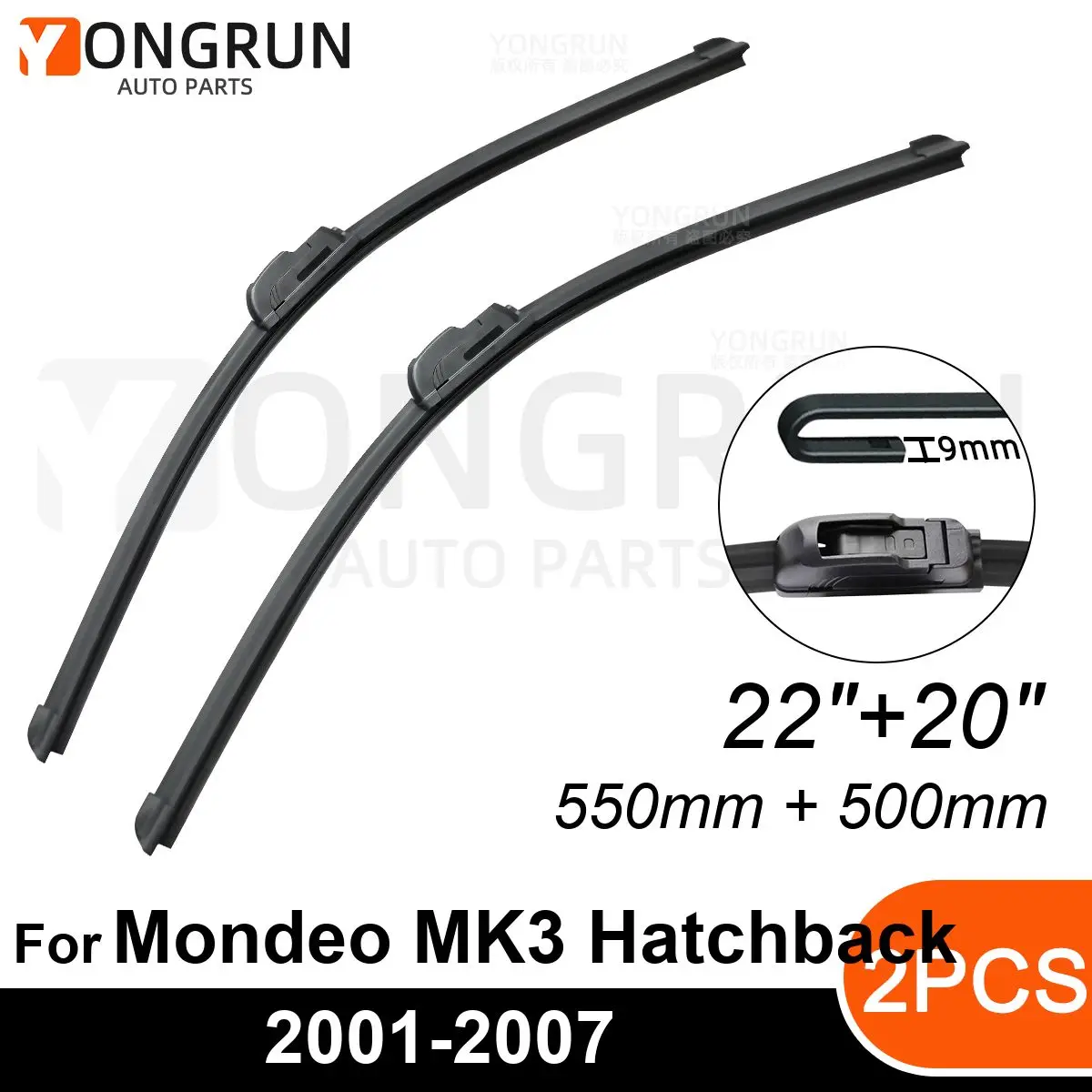 

Front Wipers For Ford Mondeo MK3 Hatchback 2001-2007 Wiper Blade Rubber 22"+20" Car Windshield Windscreen Accessories 2005 2006