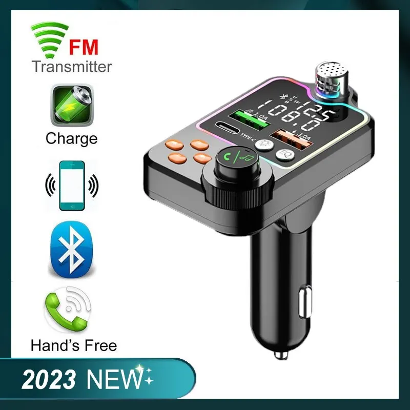 Car Charger Quick Charger Car Bluetooth Car Cigarette Lighter Call Hands-free EQ Atmosphere Light MP3 Player FM Transmitter