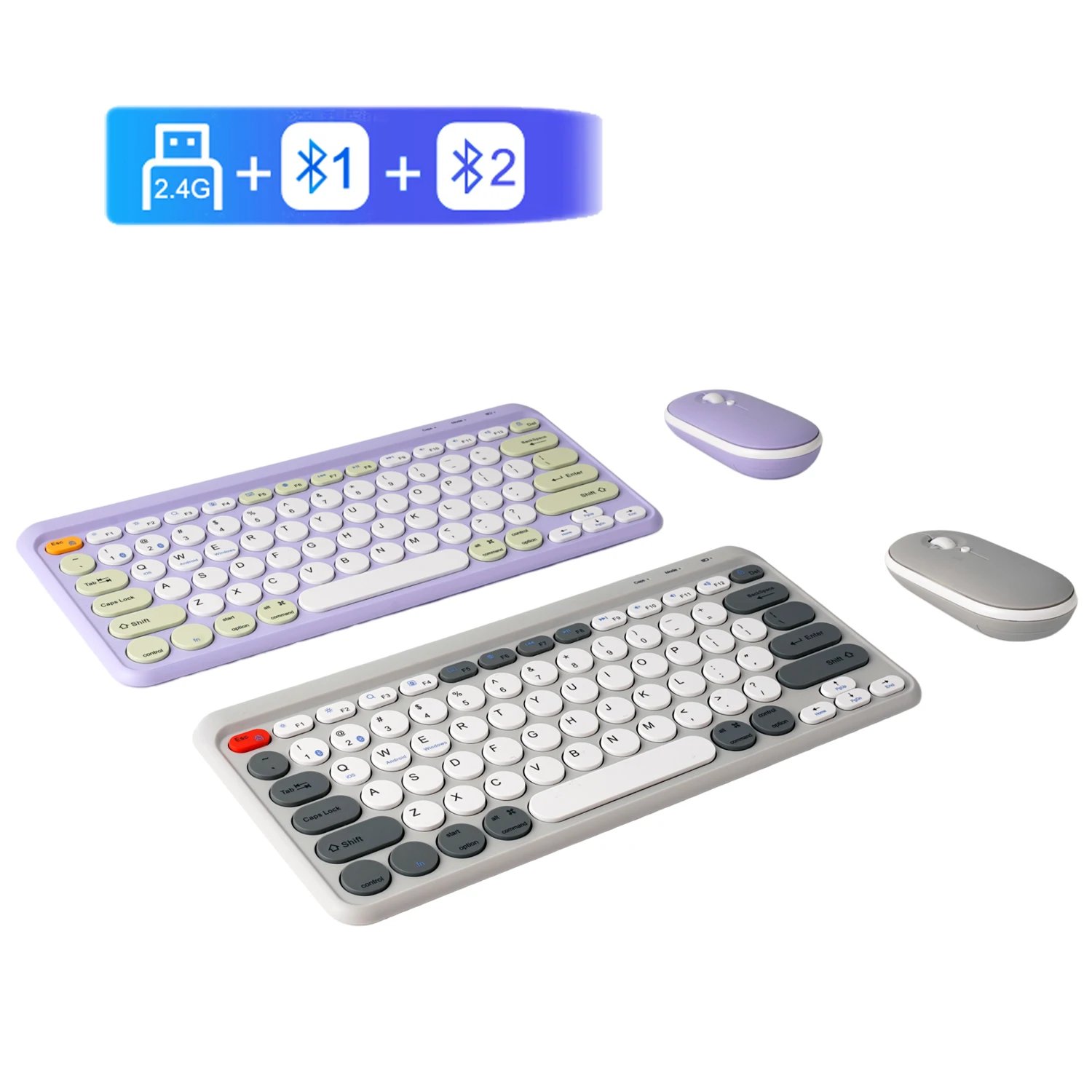 Dual Mode Bluetooth Teclado e Mouse Combo Wired 2.4g Conecte Dispositivos Mesmo Tempo para Windows Ios Android