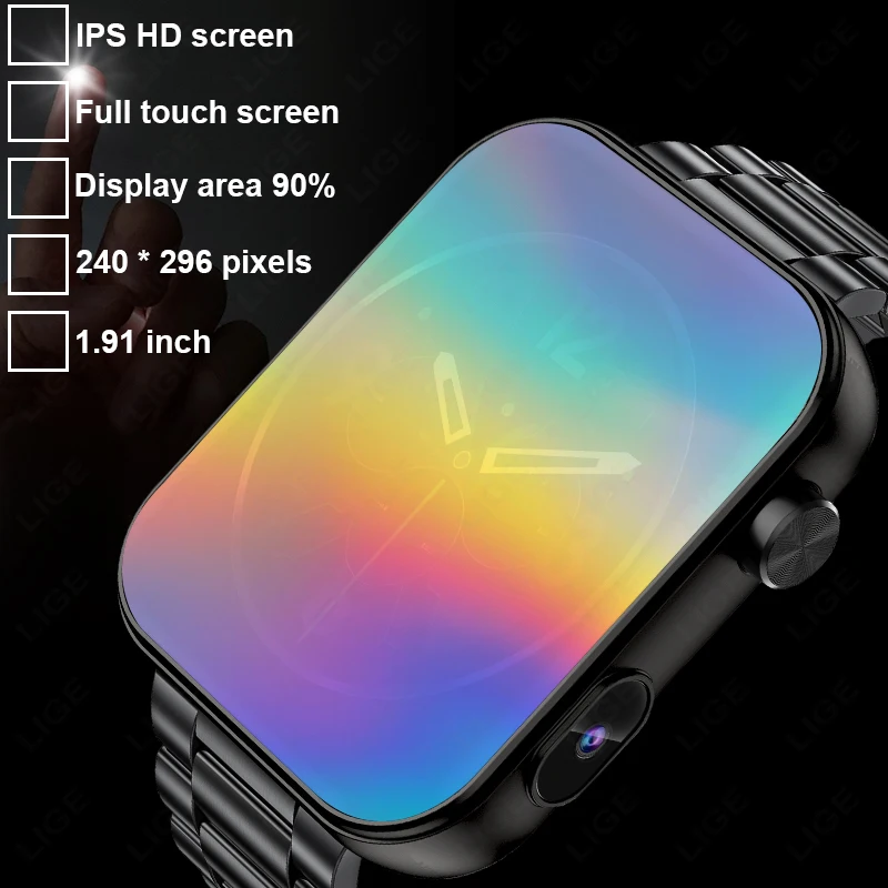 LIGE New Men Smart Watch 512M Large Storage Video Dials Local Music Camera Recording Heart Rate Sleep Health Monitor Smartwatch