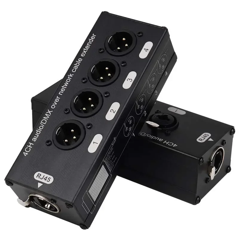 1Pair 4 Channel 3 Pin Multi Network XLR Cable Stage Sound Lighting Recording Studio To RJ45 Ethercon 1 Male + 1 Female