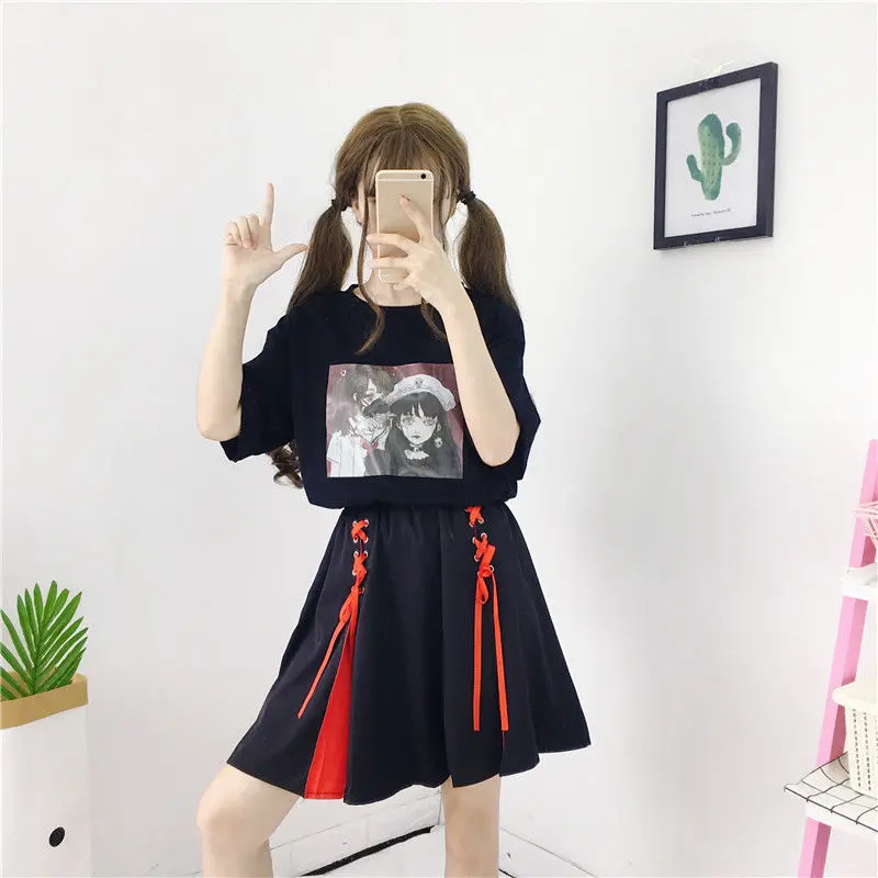 crop top with skirt Japanese Style Sweet Lacing Bow Women Skirts Korean High Waist A-Line Female Skirt Preppy Style Mini Faldas Mujer white denim skirt