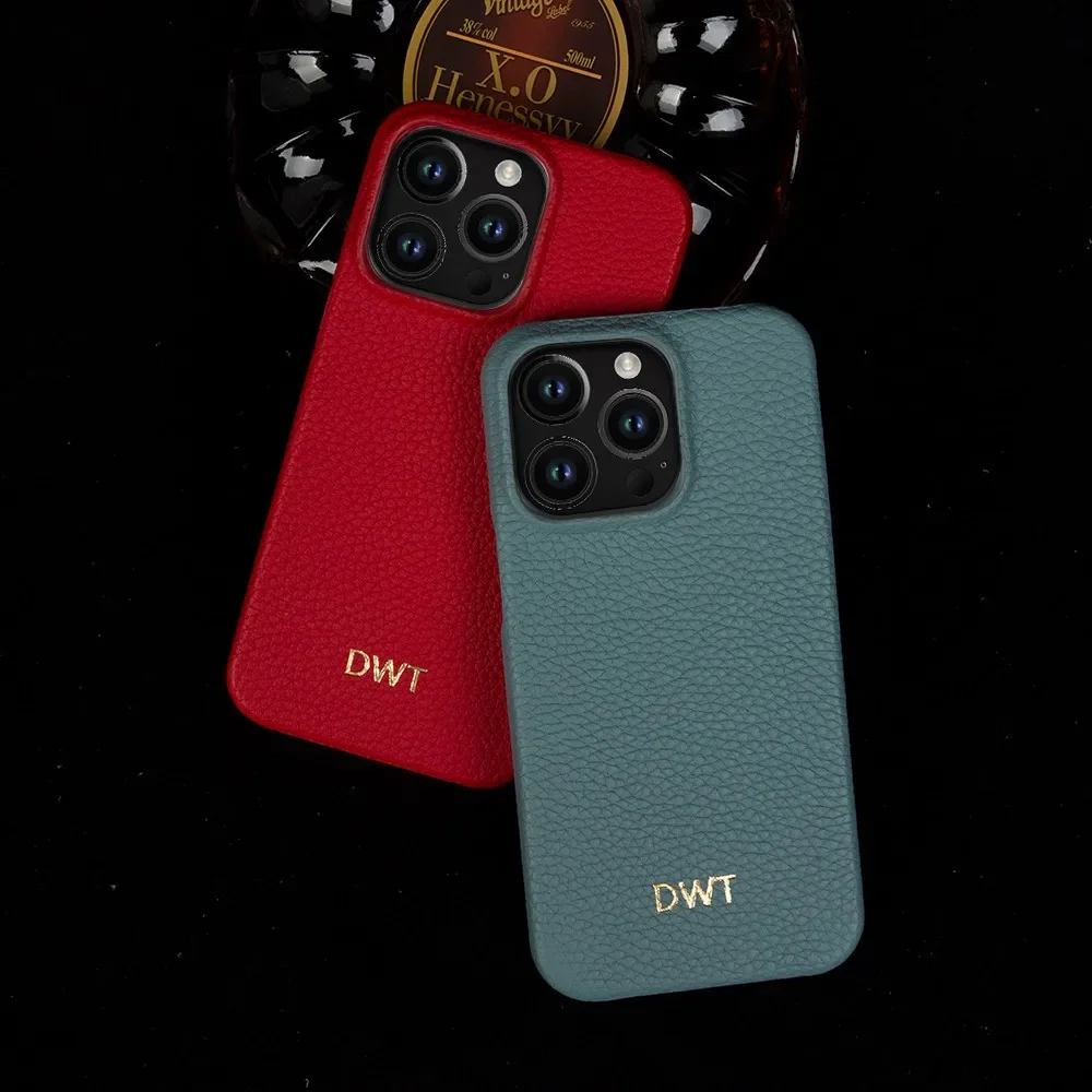 Luxury Custom Logo Genuine Leather Shockproof Phone Case Cover