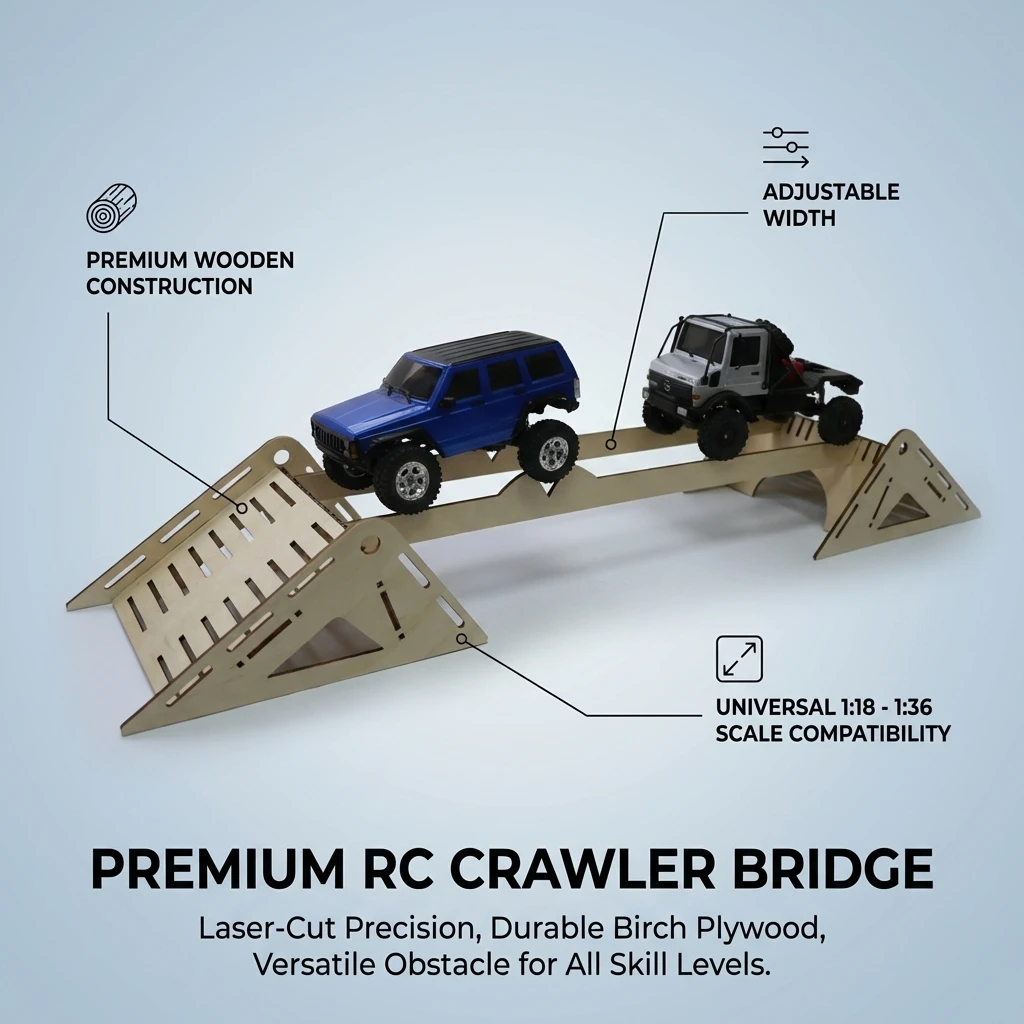 Verstellbare Holzbrücke für RC-Auto 1/18-1/36 - Universelles Hindernis