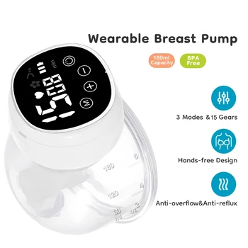 Smart Portable Wearable Breast Pump 1 PCS Electric Breast Pumps Comfort Breastfeeding Milk Collector with Milk storage bag