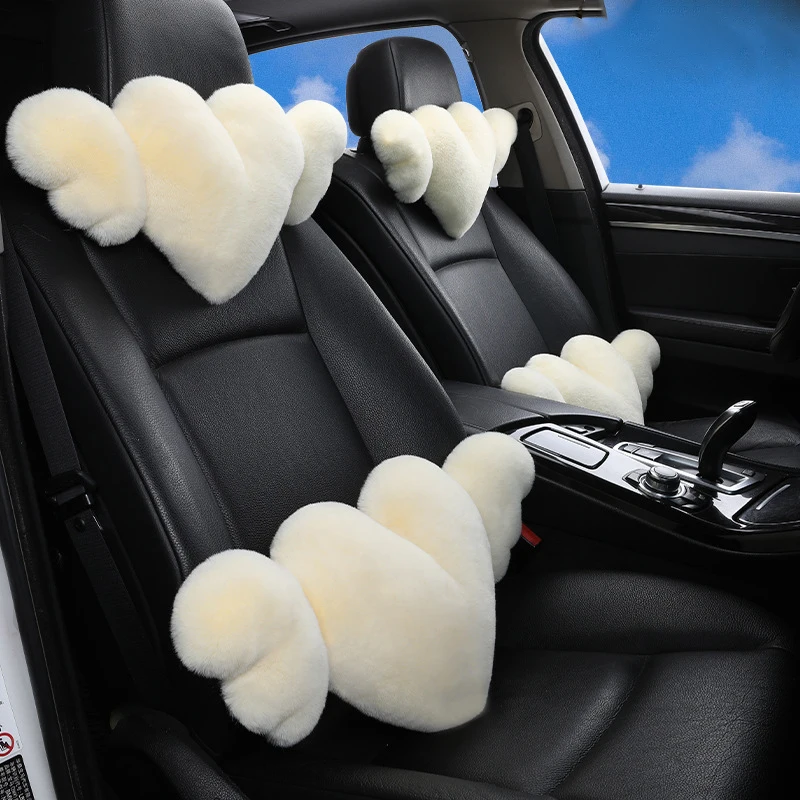Plush Heart Shaped Pillow Car Headrest Pillow Soft Comfortable Car Seat for Driving Travelling Room