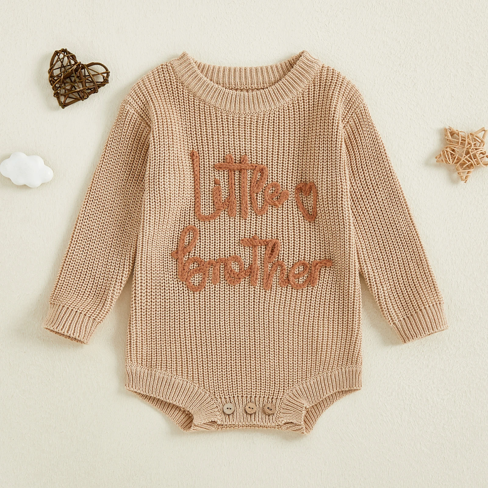  남아 가을 스웨터 점프수트 긴팔 크루넥 레터 자수 롬퍼