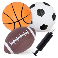 Inflatable Sport Ball Toy with Pump Rugby Football Soccer Ball Basketball for Toddlers Indoor & Outdoor Play Children Teaching 1