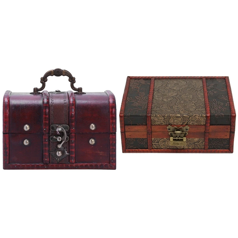 2 Pcs Multi Vintage Jewelry Necklace Bracelet Box Wooden Storage Gift Box, Red & Wine Red керамогранит seron vintage wine exotic 80x160