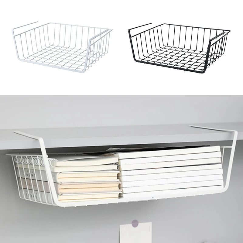 Metal Iron Kitchen Organizer Shelf Desk Cabinet Storage Rack Under Table  Hanging Mesh Basket Wardrobe Holders - AliExpress