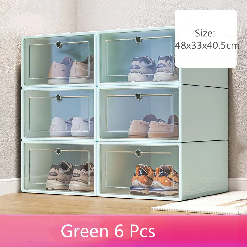 zapatero organizador de zapatos organizador de zapato caja almacenamiento  Caja de almacenamiento transparente para zapatos, organizador de calzado a  prueba de polvo, cajas apilables , 6 piezas / juego - AliExpress